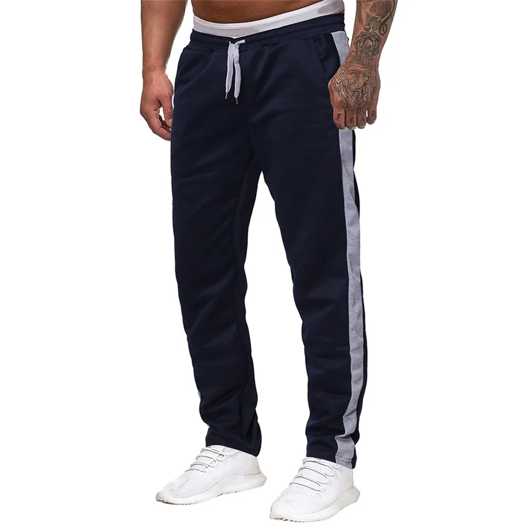 Men Splicing Printed Overalls Casual Pocket Sport Work Casual Trouser Pants pantalones hombre streetwear joggers sweatpants