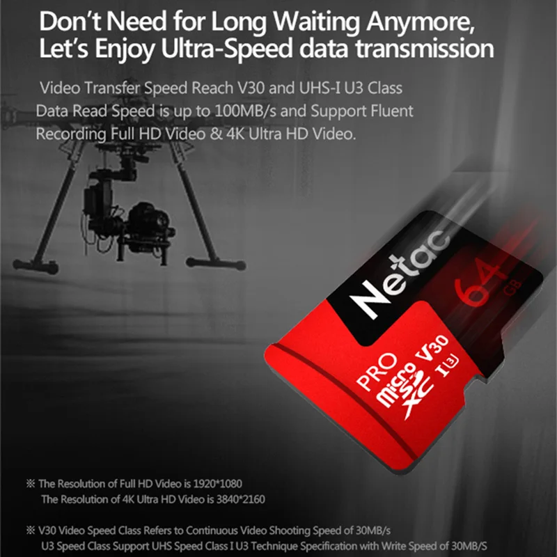 Netac Micro SD карта 64 Гб 128 ГБ 256 класс 10 UHS 1 U3 V30 памяти Flash Microsd P500 Pro TF для смартфона|Карты