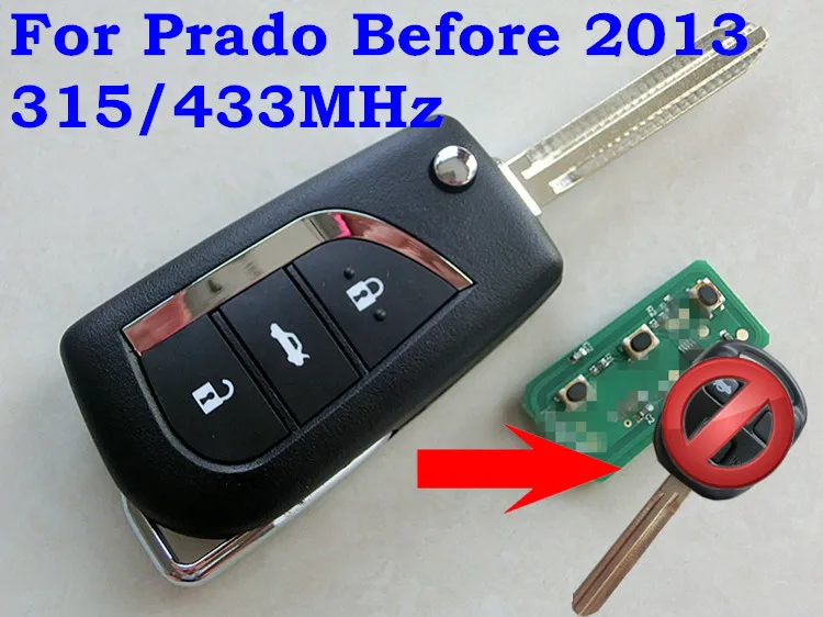 Складной дистанционный ключ RMLKS Before 2013 315 МГц подходит для Toyota Land Cruiser Prado 433 с чипом