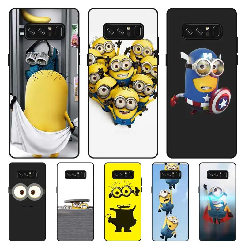 

P246 Yellow Minion Black Silicone Case Cover For Samsung Galaxy Note 3 4 5 8 9 10 Plus M10 M20