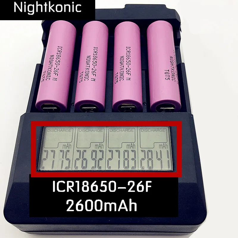 2600 мАч ICR18650 26F 4 шт./лот 3 7 в оригинальная NIGHTKONIC Li Ion 18650 аккумуляторная батарея (без