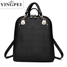 YINGPEI Mujeres Mochilas De Cuero Marcas de Moda Negro Mochila Mochila Mochilas escolares para Las Niñas Adolescentes Laptop Notebook