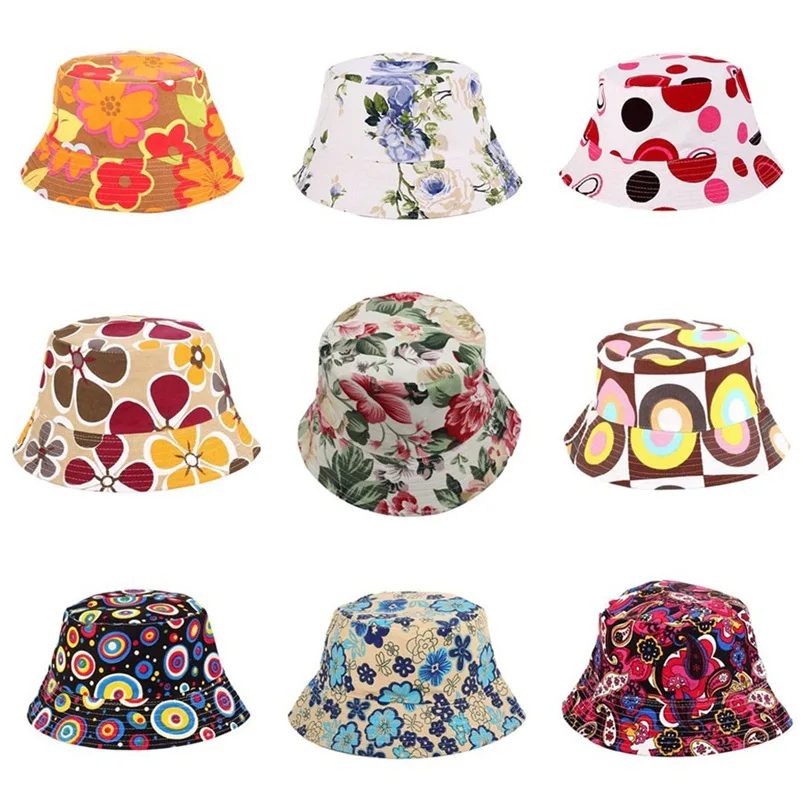  Men Women Bucket Hat Flower Print Cap 2018 Summer Colorful Flat Hat Fishing Boonie Bush Cap Outdoor Sunhat Wholesale #FM11 (12)