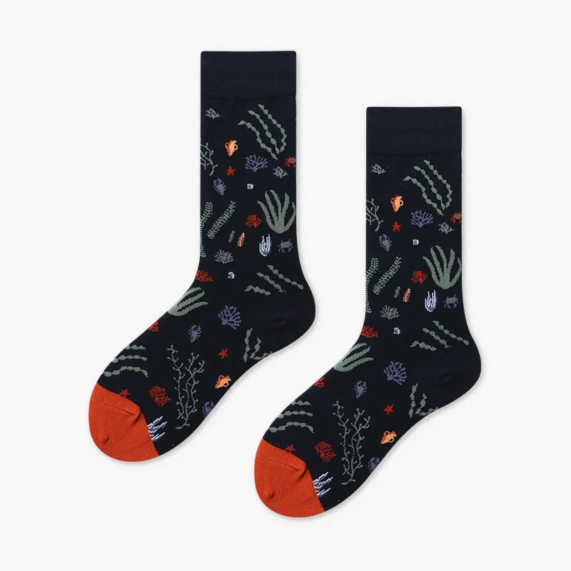 Забавные брендовые короткие носки высокого качества, хлопковые носки для катания на коньках в стиле хип-хоп, мужские носки для скейтборда, теплые хлопковые креативные носки для женщин и мужчин - Цвет: A5 Black coral