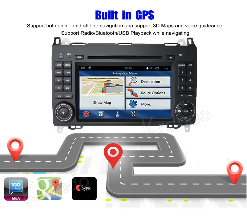 Best Krando 7" Android 9.0 car GPS navigation for Benz B class W245 2005-2012 FOR Mercedes-Benz Vito 2003-2012 audio radio dvd player 2