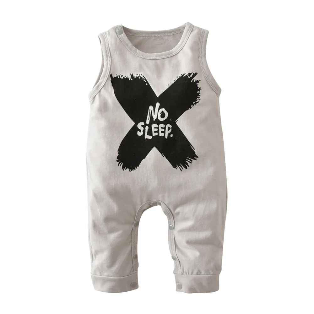 

2019 Hot selling Baby Boys Girls Rompers Summer Clothes Sleeveless NO SLEEP Infant letter Jumpsuit Newborn Baby Clothing