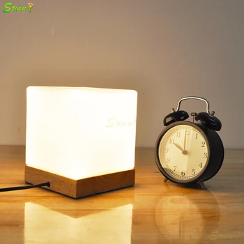 

Personal Wooden Table Lamp Simple Glass Solid Wood Led Desk Lamp Bedroom Decorative Bedside Lamp Home Decor Bed Nightstand Lamp