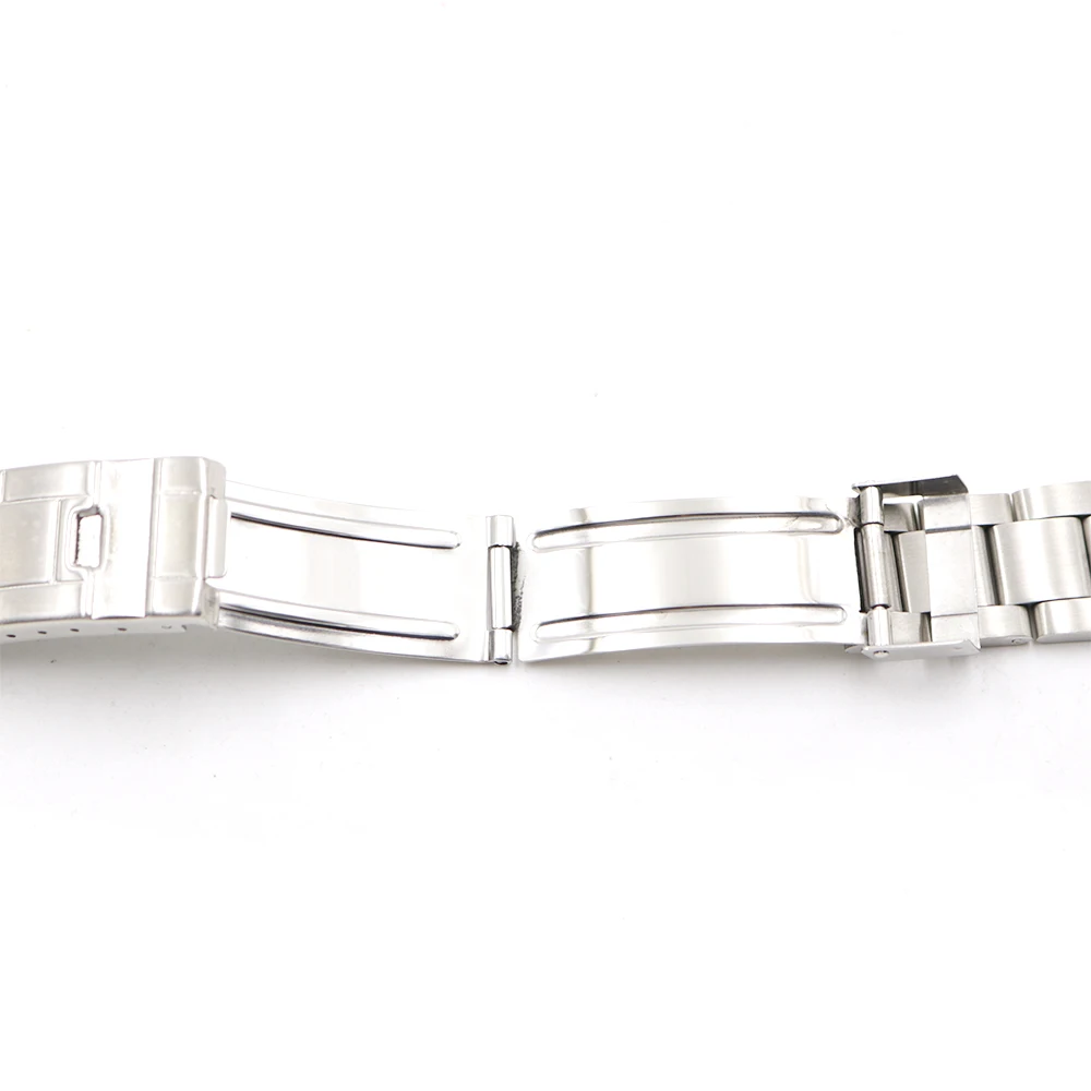 CARLYWET 20mm Steel Links Hollow Curved End Glide Lock Clasp Watch Band Bracelet for Vintage Submariner Oyster 70216 455B
