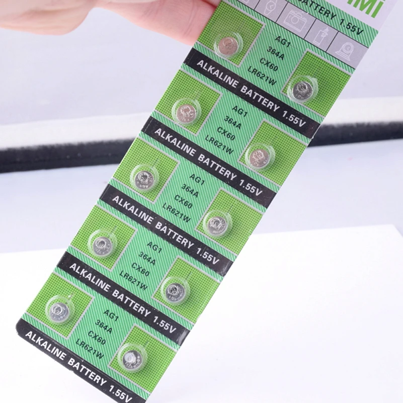 10PCS Watch Battery 364A 621 AG1 1.55V LR621W Alkaline Watch Accessories  Electronic Battery Button Coin Cell Batteries