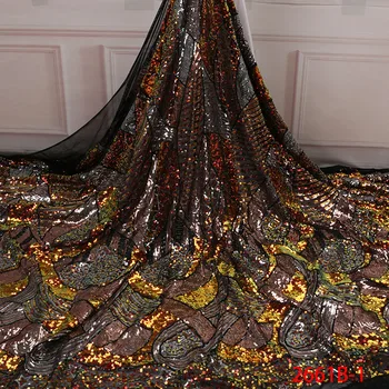 

Fashion Tulle Fabric with Sequins High Quality French Tulle Lace Fabric Sequins Lace Fabric for Evening Party Dress APW2661B-1
