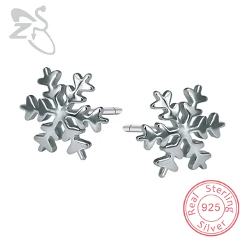 

ZS 1 Pair 925 Silver Snowflake Stud Earrings Fashion New Winter Snowflake Earrings Women Mini Cute Ear Jewelry For Girls