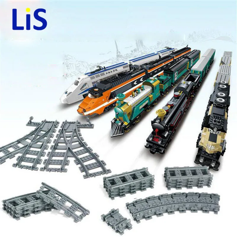 

New City Trains Train Flexible Track Rail Crossing Straight Curved Rails Building Blocks Set Bricks Model Toy Compatible LEpins