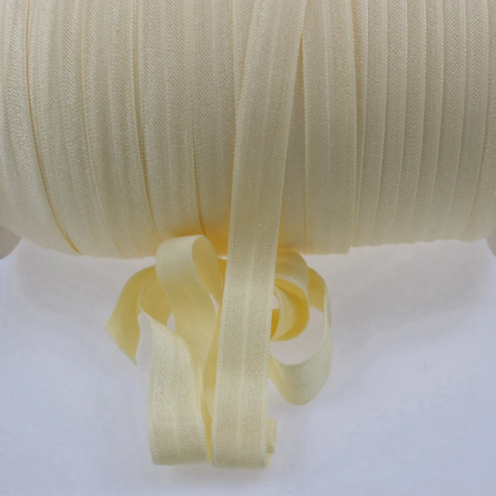 

T.R RIBBON #824 Buttermilk 5/8" inch solid FOE Fold Over Elastic for hair ties 50yards and 100yards/lot