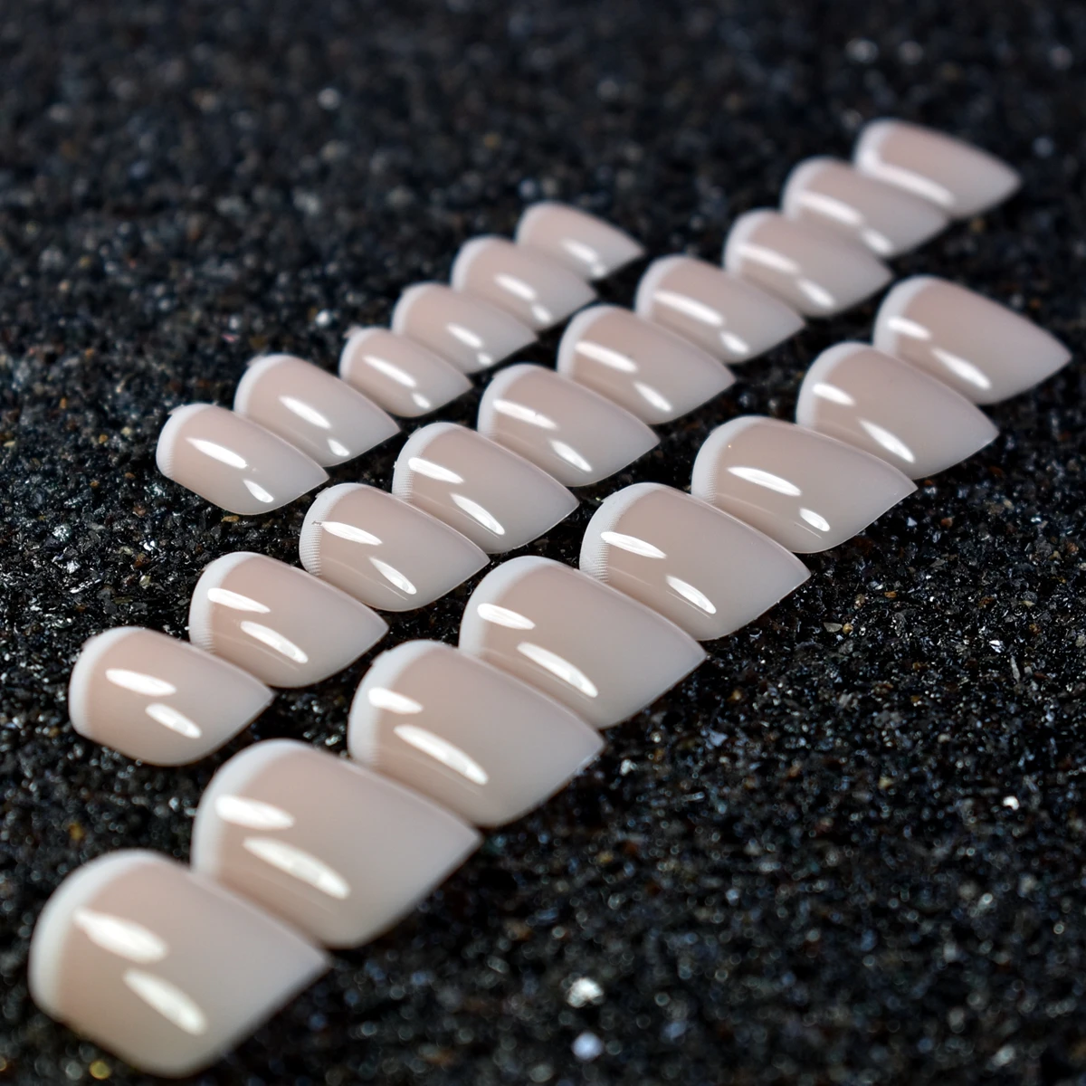  Short Acrylic French Nails Simply Shiny Beige White False Nail Tips Designed Nail Art Tips Daily We