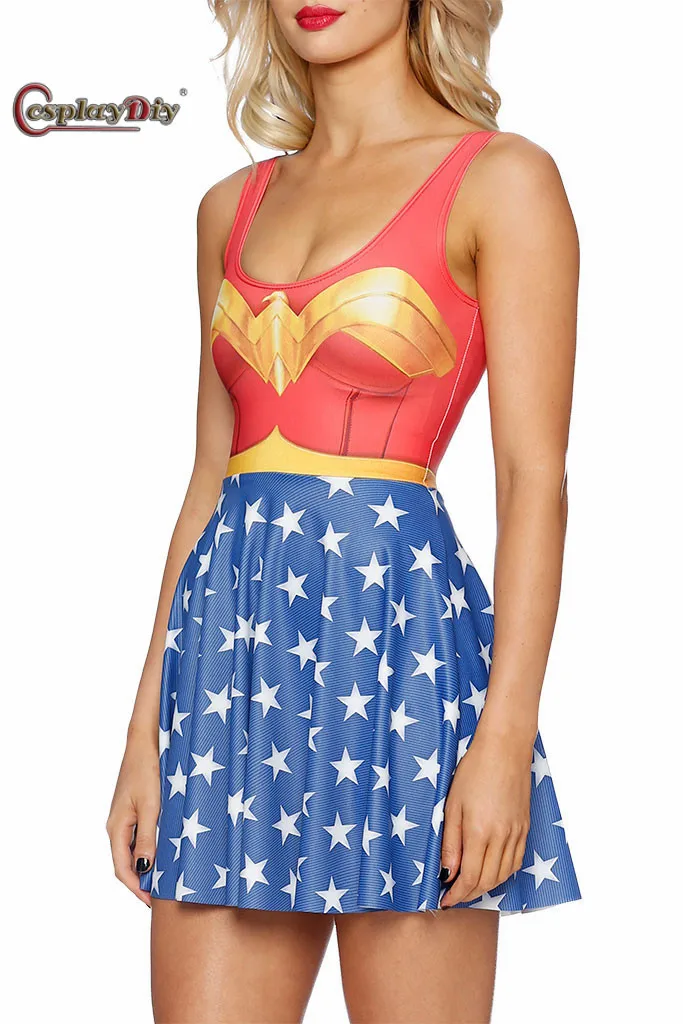

Cosplaydiy New Superwoman Costume Outfit Role Playing Female Soldiers Serving Wonder Woman Cartoon Heroine Cosplay Dress Cloth