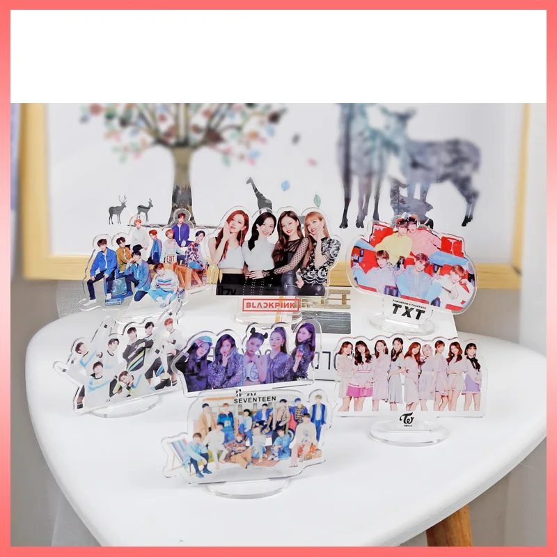 

Kpop BLACKPINK TWICE SEVENTEEN TXT TWICE ITZY STRAY KIDS Transparent Acrylic Desk Stand Board Decor 15CM