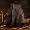 Top Quality Crazy Horse Cowhide First Layer Knapsack Male Computer Bag School Bags Vintage Genuine Leather Rucksack Men Backpack ► Photo 3/6