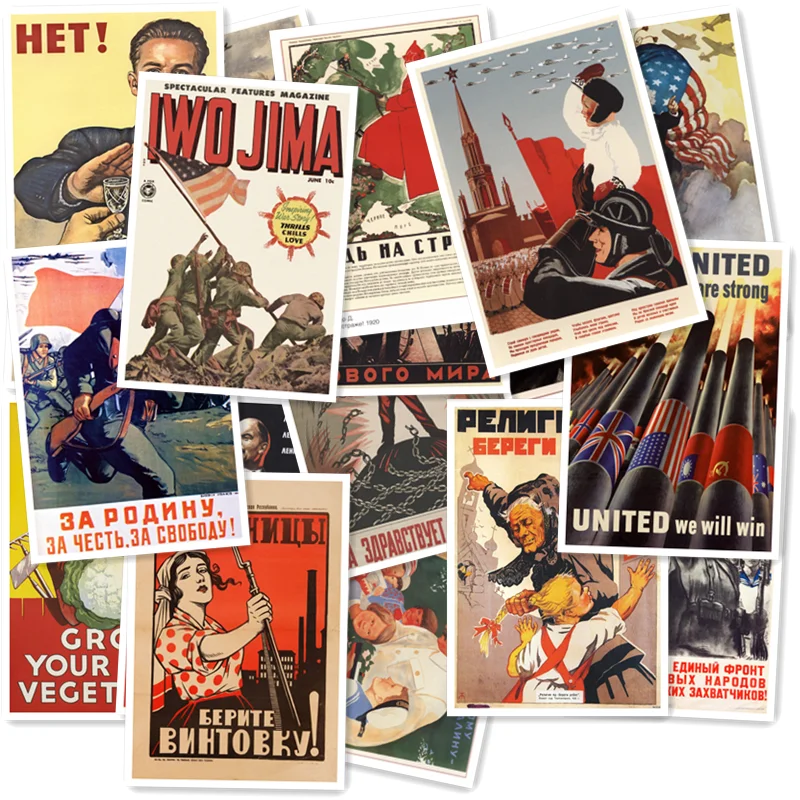 Постер Второй мировой войны, наклейка s 20/шт, наклейка для ноутбука, домашний декор, стильный настенный Дорожный чемодан, детские игрушки, граффити, наклейка