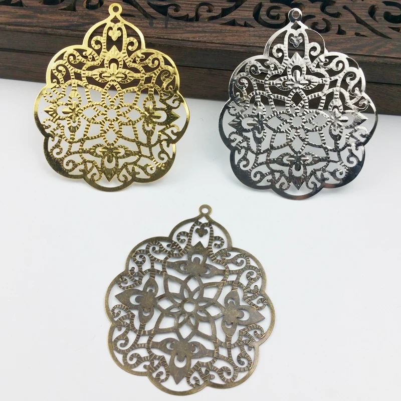 

20pcs 48x57mm Filigree square Wraps Metal Charms For Embellishment Scrapbook DIY Jewelry Metal Craft ear accessories