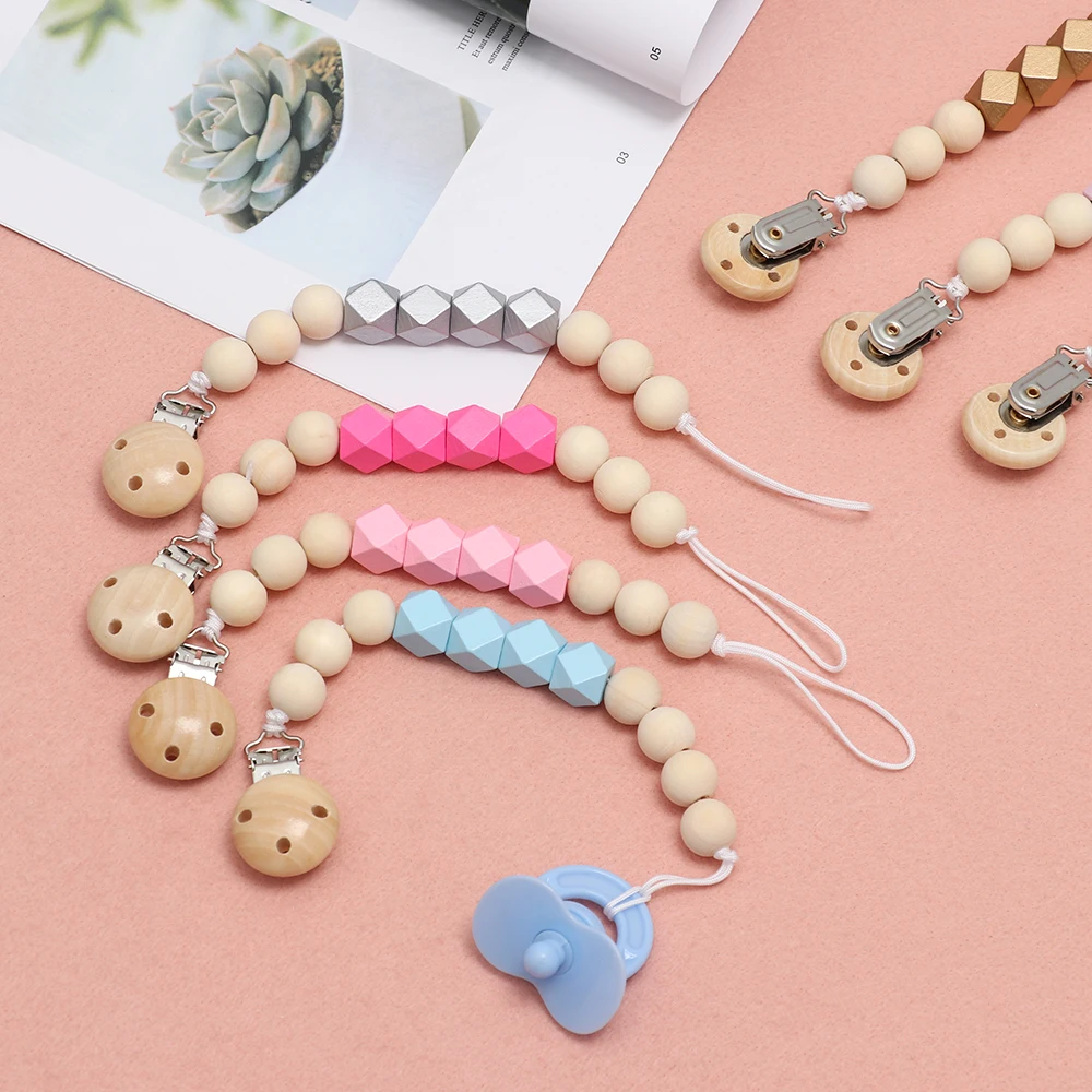 20158NEW Baby Pacifier Clip Chain Wood Holder Chupetas Soother Pacifier Clips Leash Strap Nipple Holder For Infant Feeding