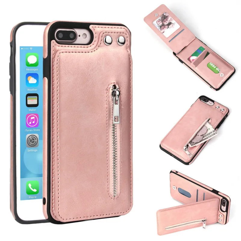 Zipper Leather Phone Case for IPhone X 6 7 8 6S XS XR MAX 5 5S SE Card Holder Wallet Iphone Plus Cover | Мобильные телефоны и