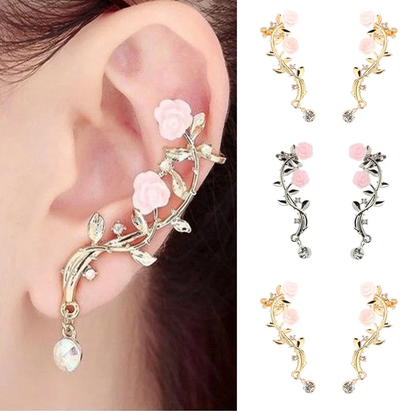 Fashion Rose Flower Branch Earrings Pendants Brincos Oorbellen Tree Branches Drop Earrings For Women Jewelry