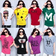 10 p пухленькая женщина и девушка шоу тонкая свободная футболка с круглым вырезом шелковая хлопковая Милая Летучая мышь с короткими рукавами, приятная для кожи, анти-пилинг, большие размеры