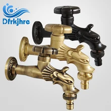 Ручная стирка робот-пылесос Смеситель для бассейна полный Медь Резные античная Европейский В Форме Дракона одного сопла холодная вода черный