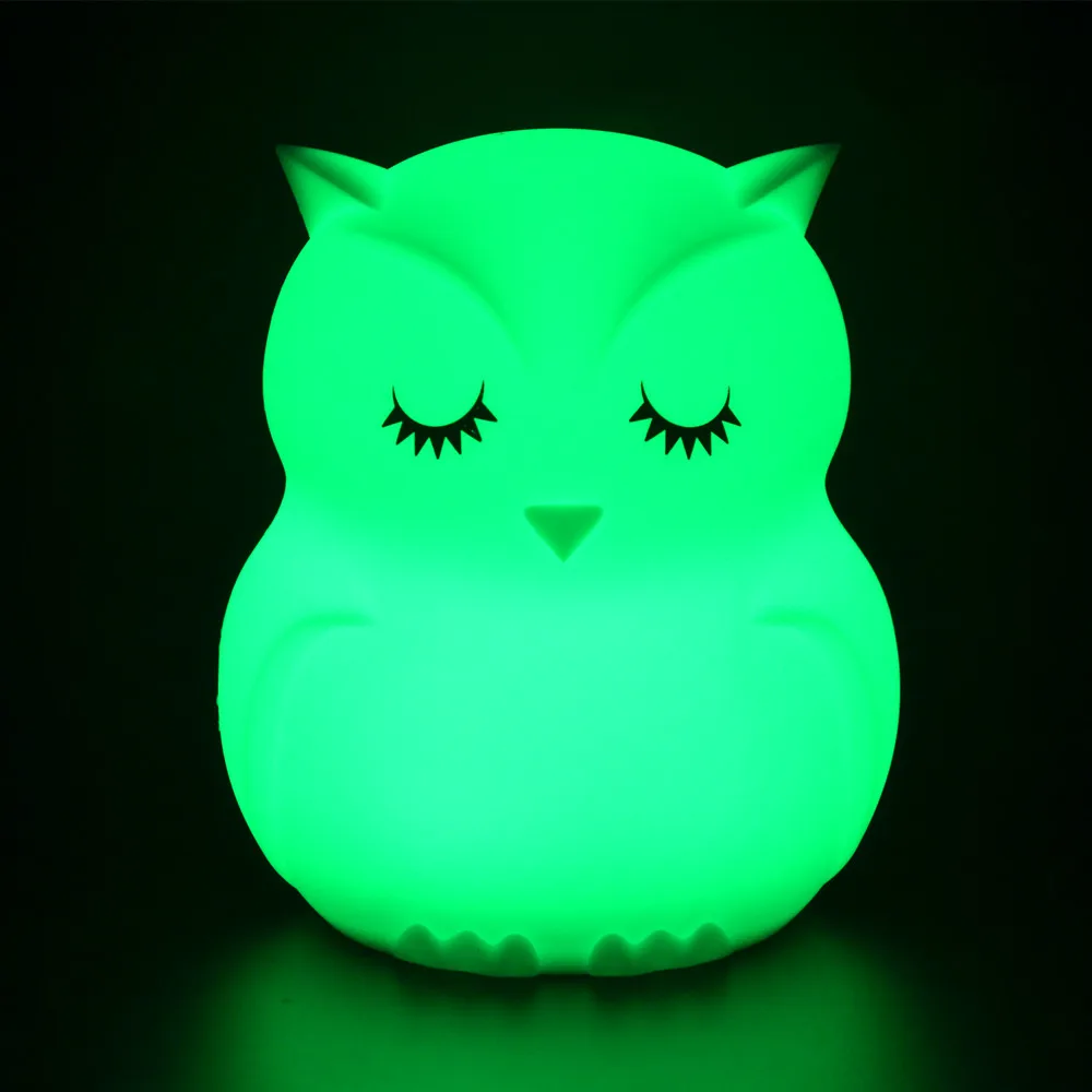 SuperNight Mini Owl LED Night Light 9 Colors Cute Cartoon Silicone Bird Lamp Bedroom Bedside Lamp for Children Kids Baby Gift (7)