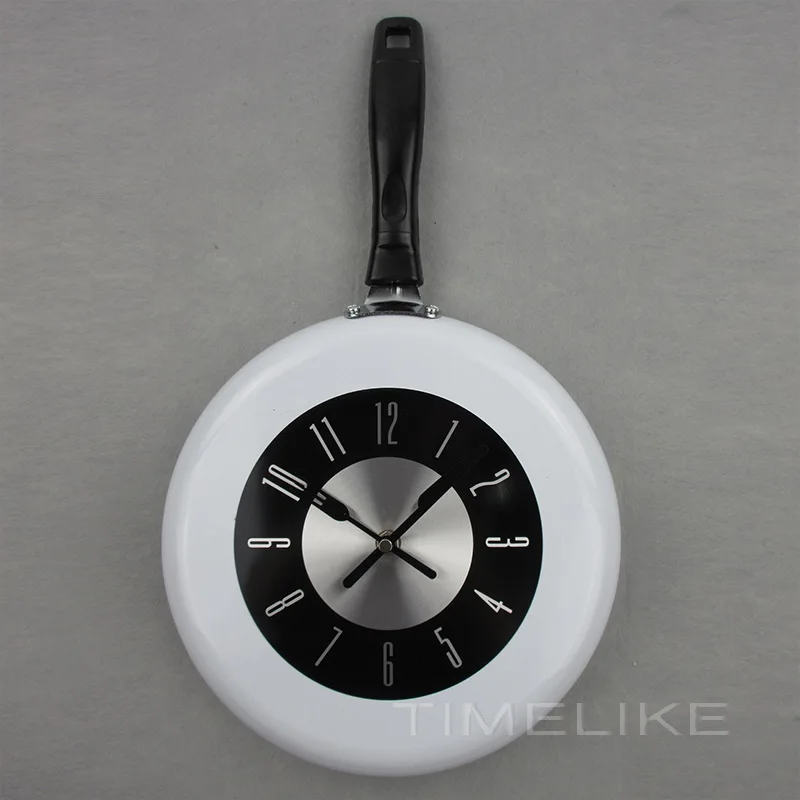 10 дюймов настенные часы Кухня в настенные часы Симпатичные сковородка для жарки дизайн Кухня настенные часы Кухня украшения Новинка художественная часы - Цвет: Белый
