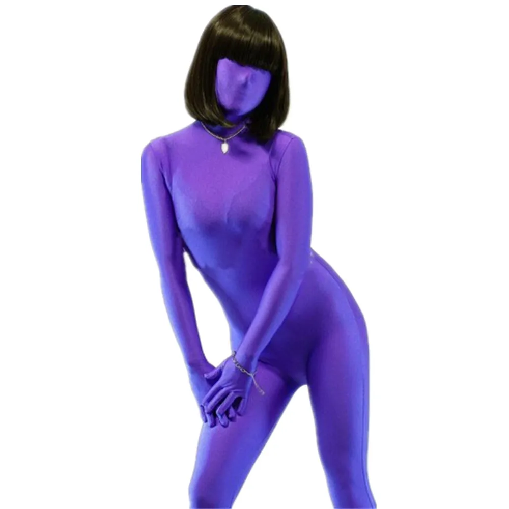 (FZS011) Фетиш Zentai костюм из лайкры и спандекса унисекс фиолетовый костюм|fetish zentai|zentai