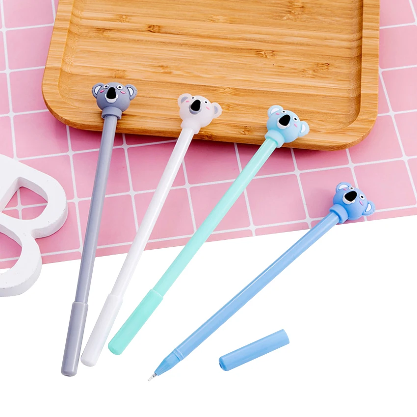 

4pcs/lot Lovely Cartoon Animal Koala Silicone gel pen Writing 0.5mm black signature pen School students office supplies
