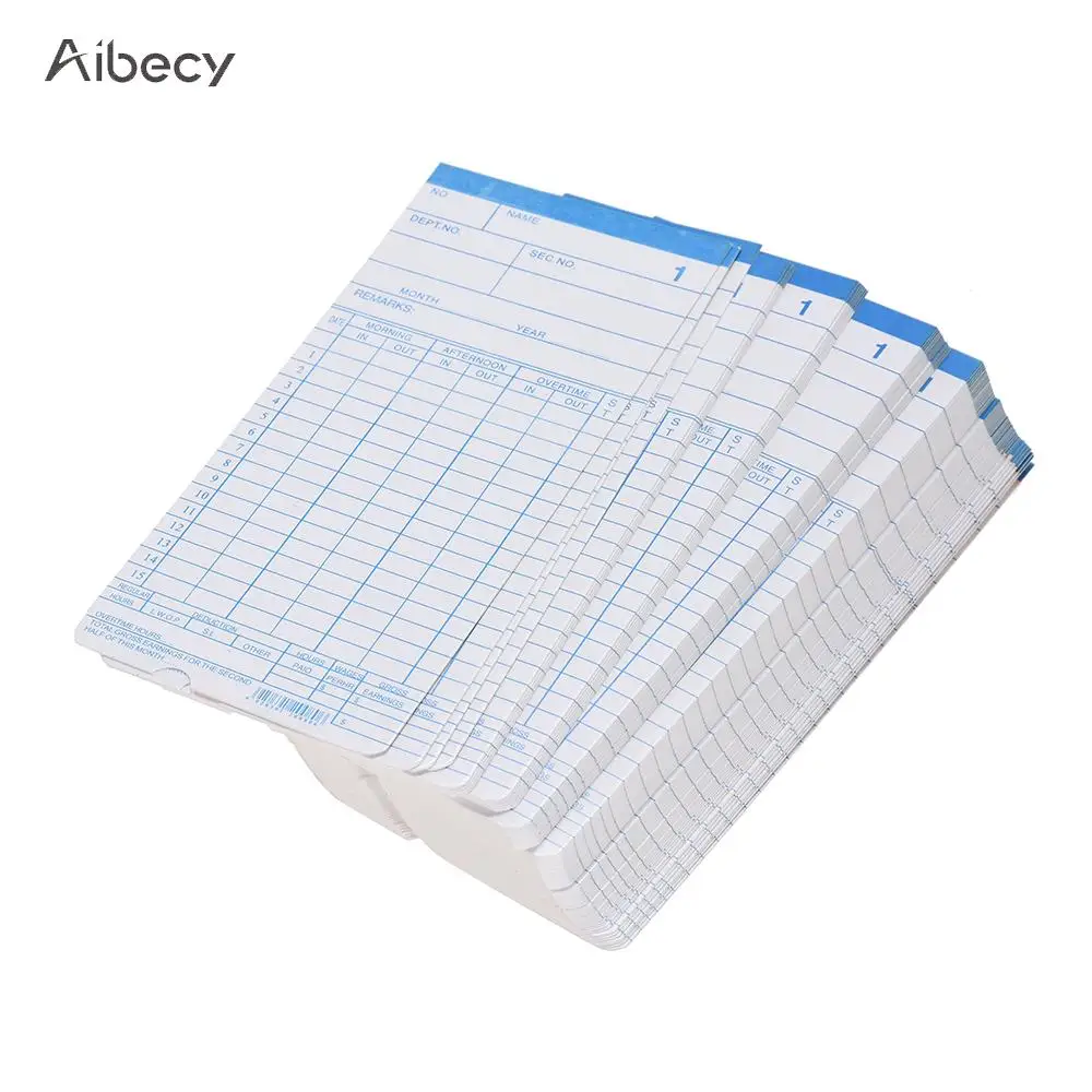 90pcs/ Pack Attendance Recorder Time Cards Timecards Monthly 2-sided 18 * 8.4cm Employee Attendance Time Clock Recorder