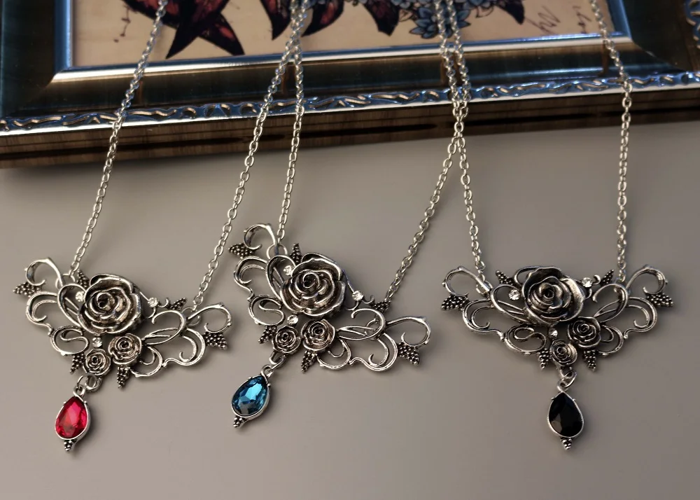 Винтажное ожерелье в виде колючей розы на Хэллоуин для женщин, готическое ювелирное изделие, хрустальное ожерелье с подвеской, модные женские аксессуары