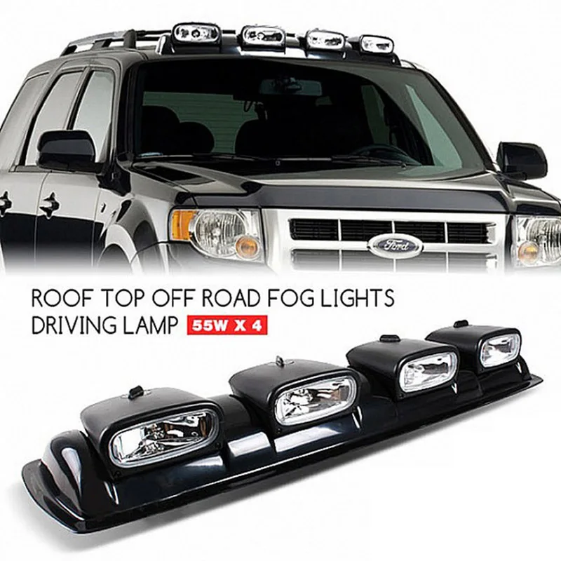 

38" Car Roof Light Bar 4 Spot Lamps 55W Daytime Running Lights  4x4 Truck  SUV RZR Trailer Roof Off road Driving Light