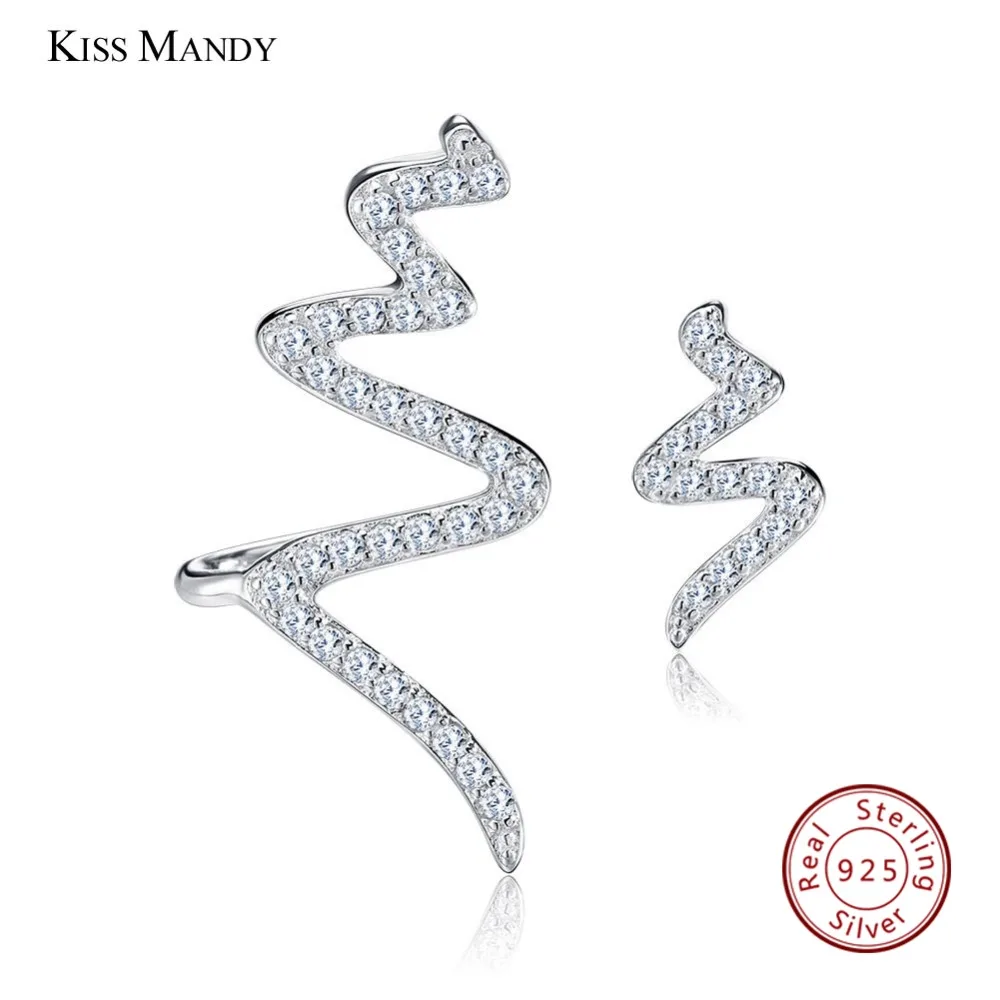 

KISS MANDY Luxury Arrow Design Silver Earrings Paved 51 Pieces Shiny Austrian Crystal 925 Jewelry for Women SE05