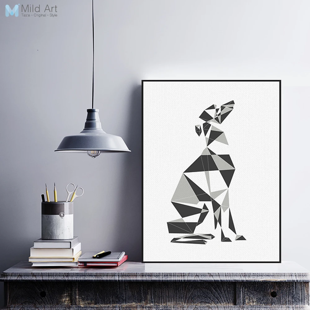 

Abstract Geometric Greyhound Canvas Big Print Poster Wall Picture Paintings No Frame Vintage Black White Living Room Home Decor