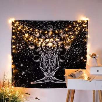 

Black Spotted Tapestry For Halloween Herringbone Framed Wall Hanging Tapestry Household Living Decoration Home Decor
