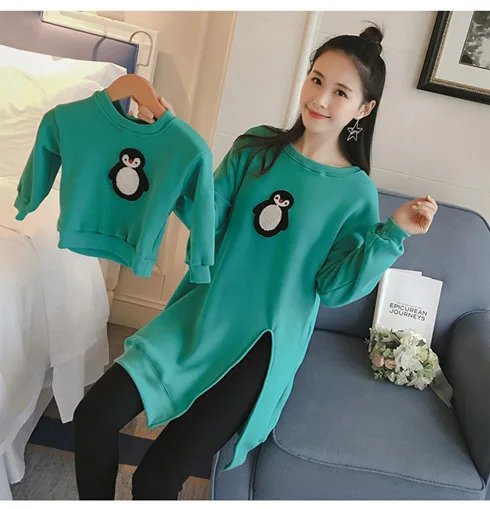 Green (Velvet) Модная одежда для родителей и детей Семейные комплекты с капюшоном одинаковые комплекты для семьи одежда с героями мультфильмов для мамы и сына, для девочек и мальчиков - Цвет: Green (Velvet)