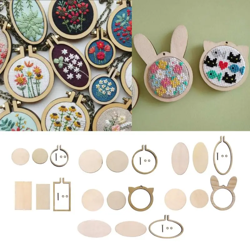 

Mini Embroidery Hoop Wooden Embroidery Frame Small Hand Stitching Hoop Cross Framing Hoop Wood Earring DIY Gift