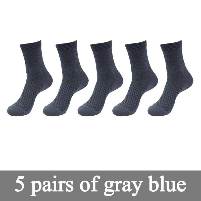 Новинка, мужские носки из бамбукового волокна, классический дезодорант, бизнес-бренд, мужские носки, высокое качество, повседневные Компрессионные носки, 5 пар/лот - Цвет: 5 Pair Gray blue