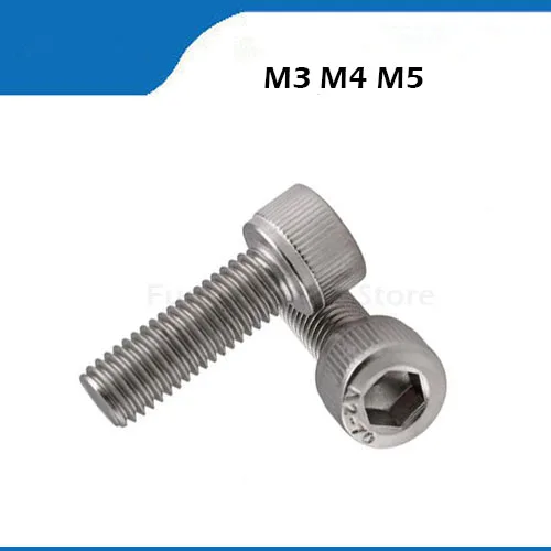 304 Stainless Steel M3 M4 M5 Screws Allen Hex Socket Head Wood Screw