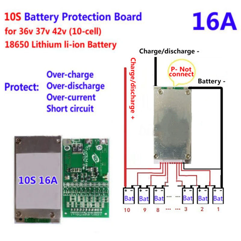 10S 36V 15A литий ионный аккумулятор питания Bms Pcb Pcm Защитная плата для