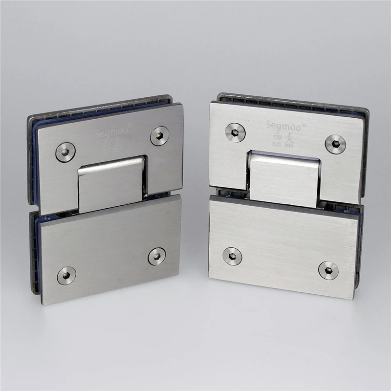 A Pair 304 Stainless Steel 180 & 90 degree Frameless Glass to Glass