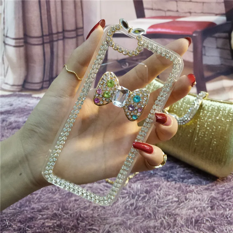 

For SamsungS5 S6 S7 S8 S9 S10 Plus Lite Note5 8 9 Luxury Cute Bling diamond Love heart Rhinestone chain Glitter Phone cover case