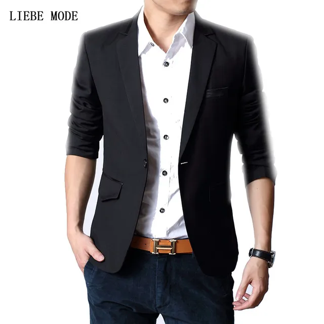 Nuevas Adquisiciones 2016 Slim Fit Negro Blazer Hombres