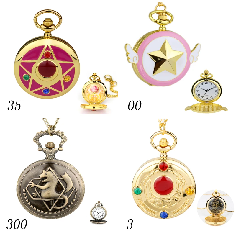 Japan Anime Sailor Moon Pocket Watch Pendant With Chain Necklace