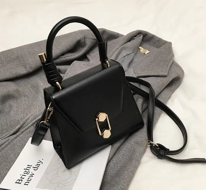 Роскошная сумка, винтажная модная женская сумка-тоут, новинка, качественная женская дизайнерская сумка из искусственной кожи, сумки-мессенджеры через плечо с замком - Цвет: Черный