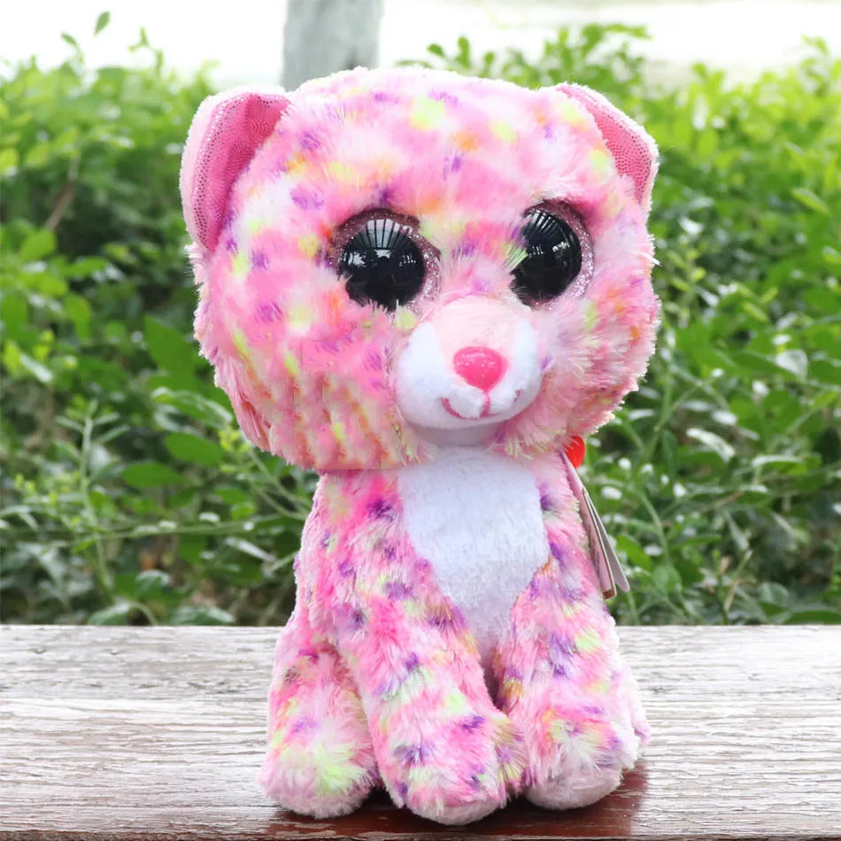 Ty Beanie Boos серый Кот плюшевая кукла девочка подарок на день рождения Единорог Сова собака лиса 15 см большие глаза Плюшевые животные и плюшевая кукла - Цвет: 001