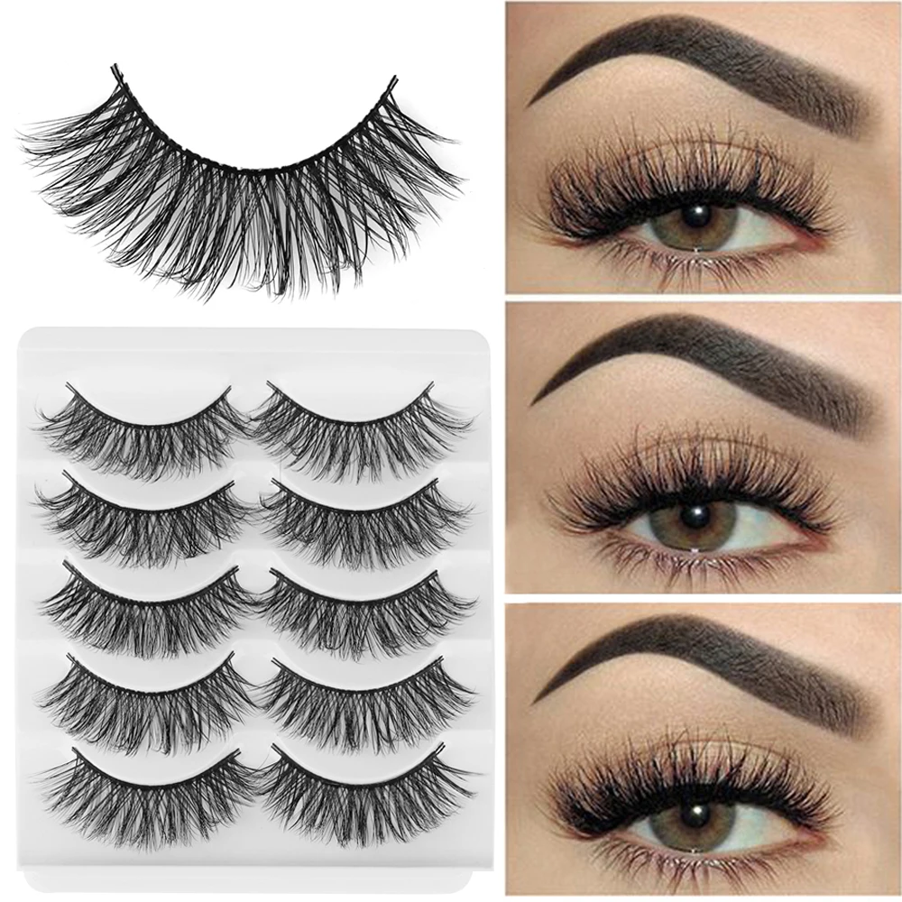 

5 Pairs 3D Messy False Eyelashes Wispy Crisscross Fluffy Fake Lashes Natural Long Volume Eyelash Extension Makeup Tool